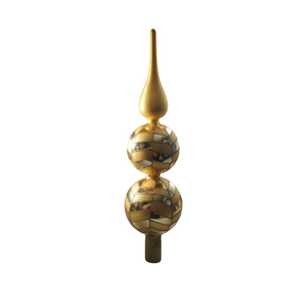 Vintage Kurt Adler Goldtone Glass Tree Topper Original Box Is In Rough Shape